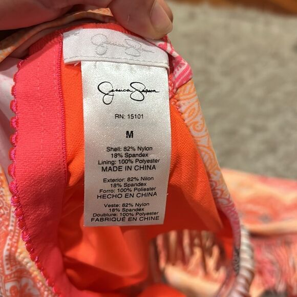 Jessica Simpson women’s yellow, gray, pink and red fringe swimsuit - Picture 5 of 9